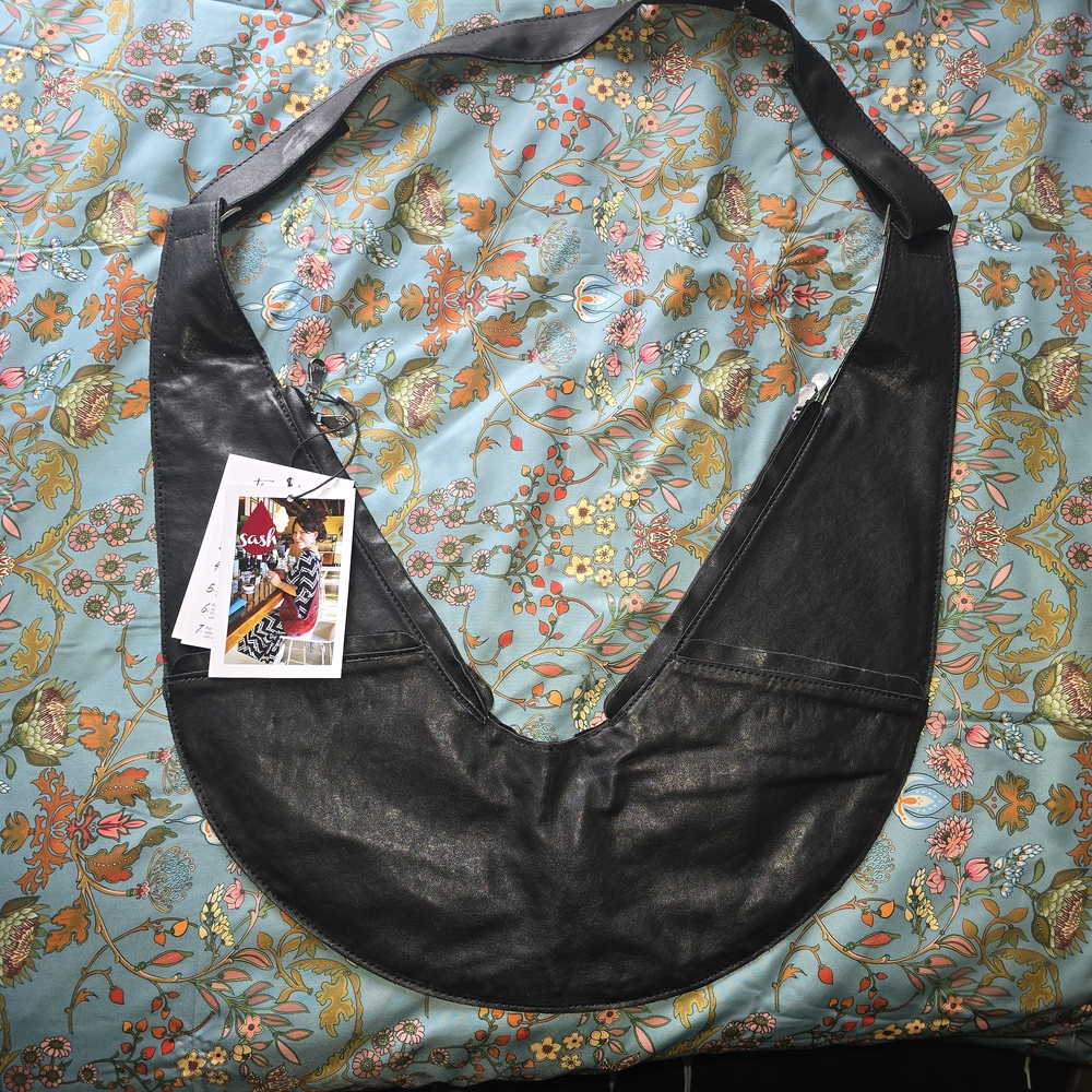 SASH Black Leather Hobo Bag